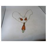 Signed WK 925 China Necklace & Pierced Earrings