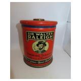 Vintage Sir Walter Raleigh Tobacco Can = 6&1/4'