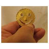 Vintage 1970's Smiley Face Brooch Pin Pendant with