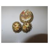Vintage West Germany Brooch & Clip Earrings Set