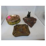 3 Vintage Ashtrays = Scotty Dog - Indian Chief &