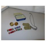 Vintage WWII Ribbons & Dog Tags