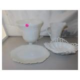 4 Piece Milk Glass Vase - Pitcher & more