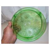 Vintage Green Depression Glass Footed Cake Plate