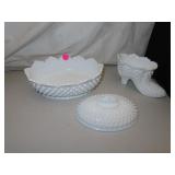 3 Vintage Hobnail Pieces - Shoe (missing lid) -