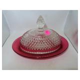 Vintage Indiana Diamond Point Oval Butter Dish