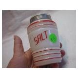 Vtg White and Red Glass Salt Shaker