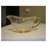 Vtg Yellow Depression Glass Florentine Poppy Gravy