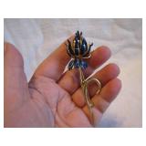 Vintage 3&5/8" Flower Brooch Pin