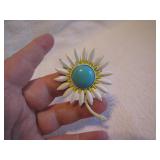 Vintage Flower Brooch Pin 1&7/8" x 2&1/2"