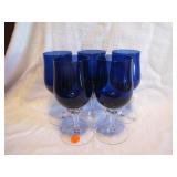 5 Hand Blown Stemmed Glasses 6&3/4
