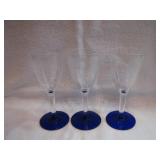 3 McBride Crystal Fern Leaf Cobalt Footed Stems