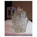 Vintage Glass Wise Old Owl 6&1/4" Bank