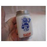 Vintage Dutch Giirl Salt Shaker 3&1/8" Dented Lid