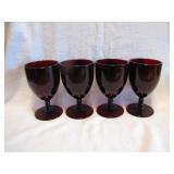 4 Anchor Hocking Ruby Red Stems