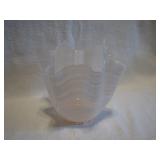 Vintage Pink & White Hankerchief Vase 6"