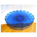 Beautiful Cobalt Blue Footed Cake Plate 11&1/8"