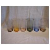 6 Vintage 4&3/4" Colored Glasses
