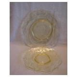 2 Yellow Depression Glass Jubilee Plates 8&5/8"&7"