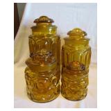NICE Vintage Amber Moon & Stars Canister Set