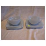 Fire King Blue Charm 2 Cups & 6 Saucers