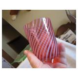 Ornate Vintage Cranberry Swirl 3&5/8" Tumbler