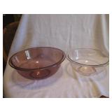 2 Vtg Pyrex Bowls 10" Dark & 8&1/2" Light