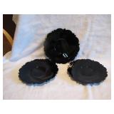 3 Vtg Depression Era Black Saucers