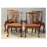 FOUR EARLY 20TH C. HEAVILY CARVED CHIPPENDALE CHAI