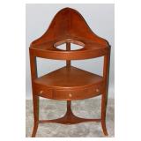A 19TH CENTURY ENGLISH MAHOGANY CORNER WASH STAND