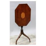 FEDERAL INLAID MAHOGANY OCTAGONAL TILT-TOP CANDLES