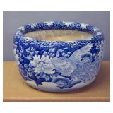 ANTIQUE JAPANESE CRANE AND PEONY BLUE AND WHITE HI