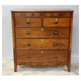 AN EARLY 19TH C. SHERATON MAHOGANY CHEST WITH INLA