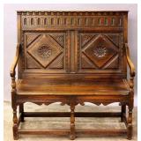 A LATE 19TH C. ENGLISH JACOBEAN STYLE CARVED OAK B