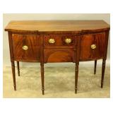 A 19C. ENGLISH GEORGE III FLAME MAHOGANY SIDEBOARD