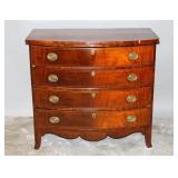 A 19TH CENTURY AMERICAN BOW FRONT CHEST WITH INLAY