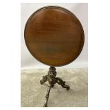 A 19C. ENGLISH TILT-TOP TABLE W/DISH TOP W/REPAIR
