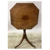 A 19C. MAHOGANY TILT-TOP TABLE WITH OCTAGONAL TOP