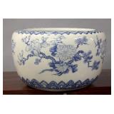 A JAPANESE HIBACHI POT WITH PRUNUS DECORATION