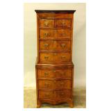 A 19C. ENGLISH CHEST ON CHEST W/BOOKMATCH VENEERS