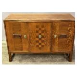 AN ART DECO SIDE CABINET WITH OAK MARQUETRY