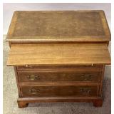 A 20TH CENTURY WALNUT VENEER SERVER WITH DAMAGE