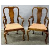 A PAIR OF EARLY 20TH CENTURY WALNUT ARM CHAIRS