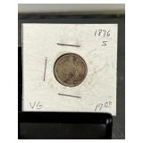 1876S Seated Liberty Dime