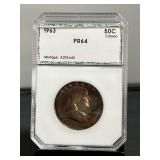 1963 Franklin Half PCI PR 64 Toned