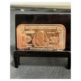 $500 Note Design 1 Oz Copper Bar