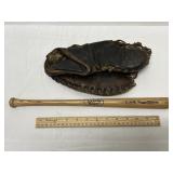 Vintage Catchers & Mini Louisville Slugger Bat