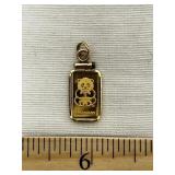 Pandagram Necklace Pendant 1 G 24 Karat Gold & 14