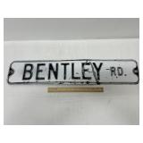 Vintage Embossed Bentley Road Street Sign