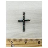 Sterling Navajo Needle Turquoise Cross Pendant